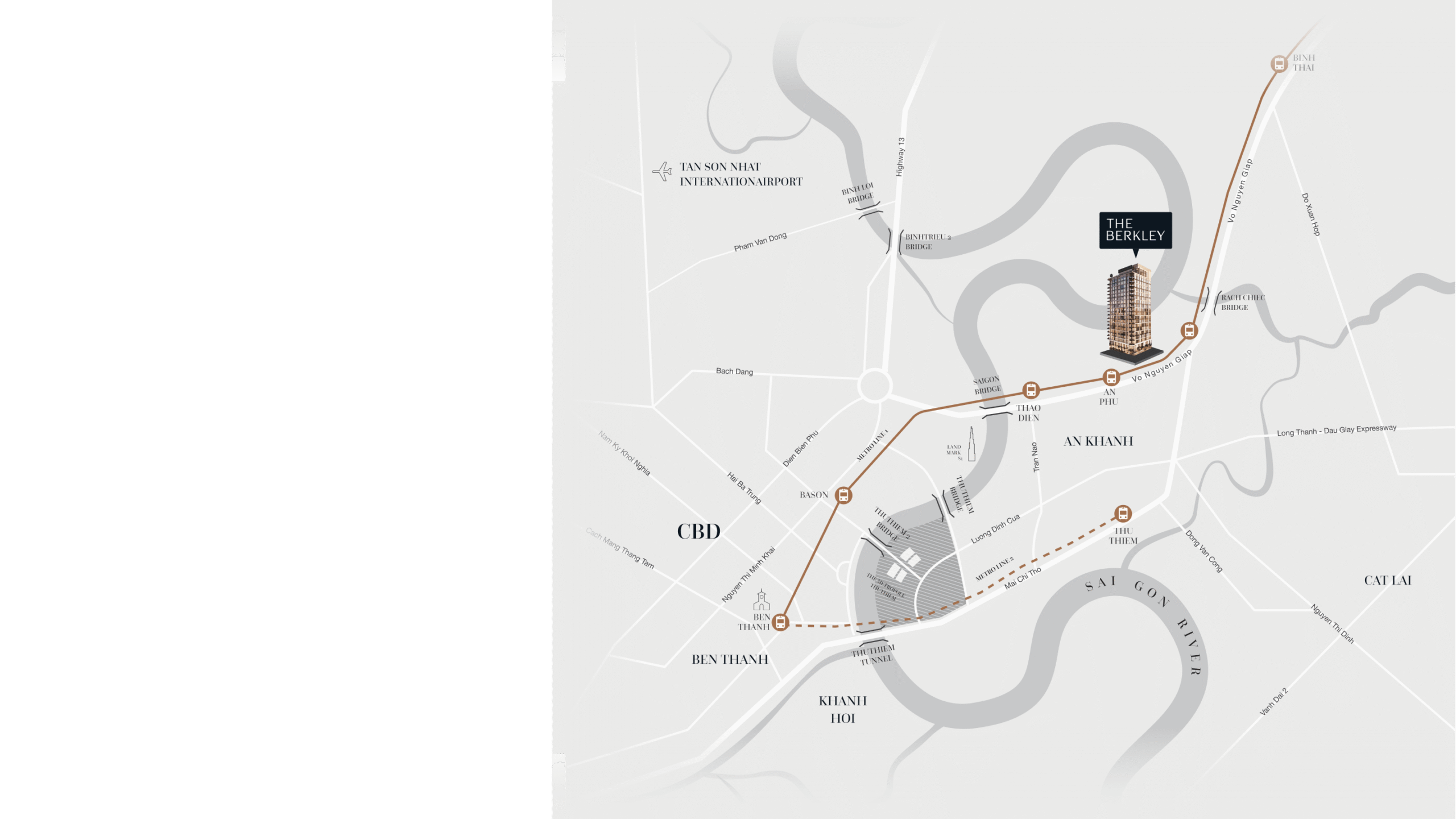 With a prime location on the bustling Vo Nguyen Giap street and steps from Thao Dien Metro Station